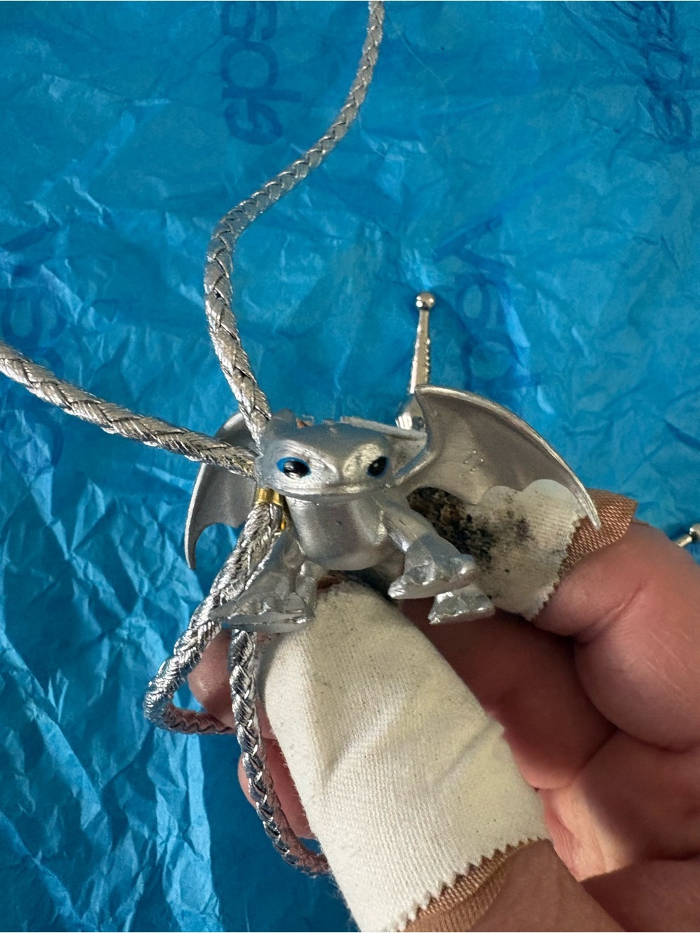 Silver Dragon Reptile Ornament Necklace - Silver Bolo Tie How To Train Your Drag